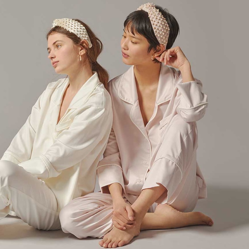 Floravere Satin Pajama Set in Peony (Blush Pink)